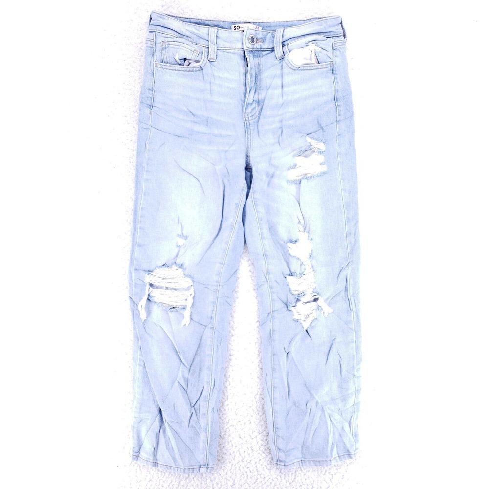 So Jeans Denim Cotton Womens SZ 9 Blue Straight Stretch VTG High Rise 90s Slim